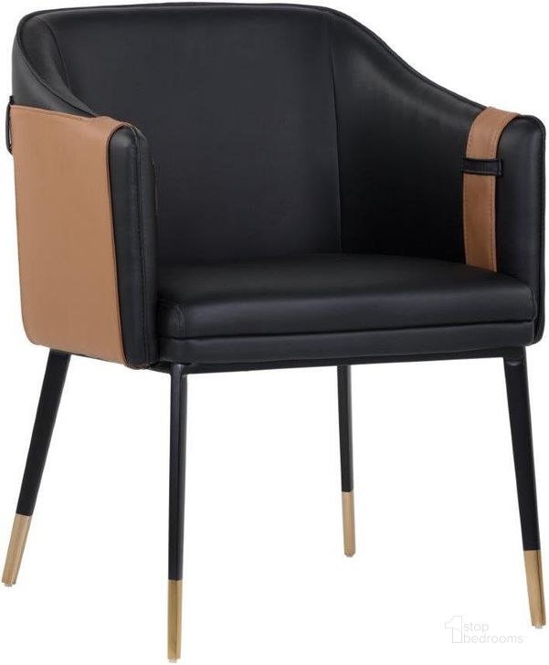 The appearance of Ikon Napa Cognac Leather Carter Arm Chair designed by Sunpan in the modern / contemporary interior design. This black piece of furniture  was selected by 1StopBedrooms from Ikon Collection to add a touch of cosiness and style into your home. Sku: 103788. Material: Faux Leather. Product Type: Dining Chair. Image1