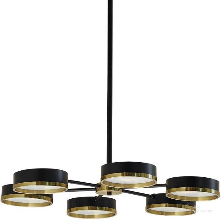 The appearance of Ikon Oswin Black And Gold Ceiling Light designed by Sunpan in the modern / contemporary interior design. This black piece of furniture  was selected by 1StopBedrooms from Ikon Collection to add a touch of cosiness and style into your home. Sku: 105708. Product Type: Lighting. Material: Iron. Image1