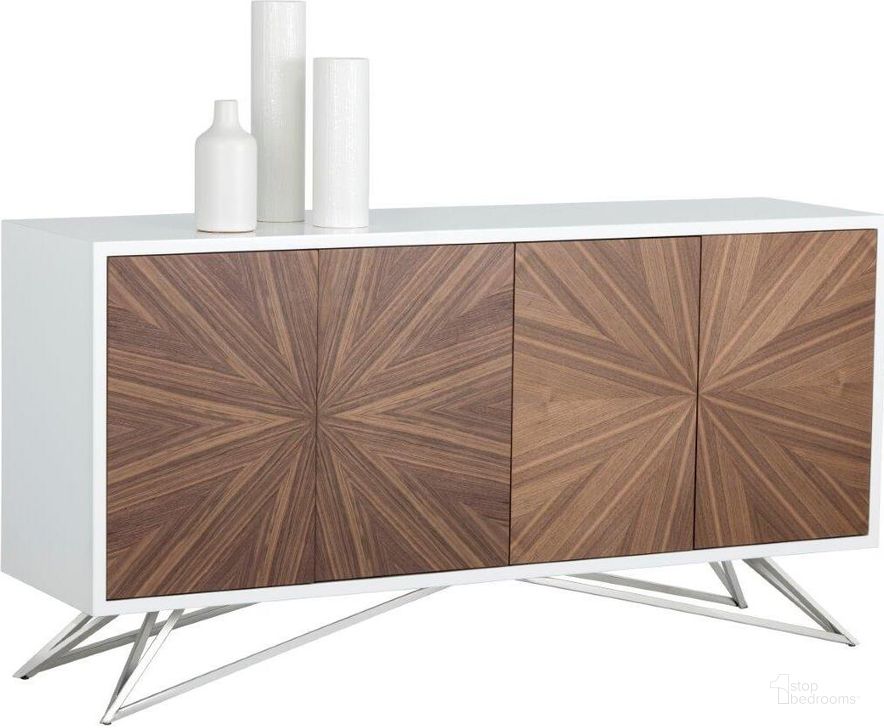 The appearance of Ikon Pike Polished Sideboard designed by Sunpan in the modern / contemporary interior design. This white and gold piece of furniture  was selected by 1StopBedrooms from Ikon Collection to add a touch of cosiness and style into your home. Sku: 102866. Material: Wood. Product Type: Buffets, Sideboards and Server. Image1