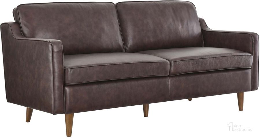 The appearance of Impart Genuine Leather Sofa In Brown designed by Modway in the modern / contemporary interior design. This brown piece of furniture  was selected by 1StopBedrooms from Impart Collection to add a touch of cosiness and style into your home. Sku: EEI-5553-BRN. Material: Wood. Product Type: Sofa. Image1