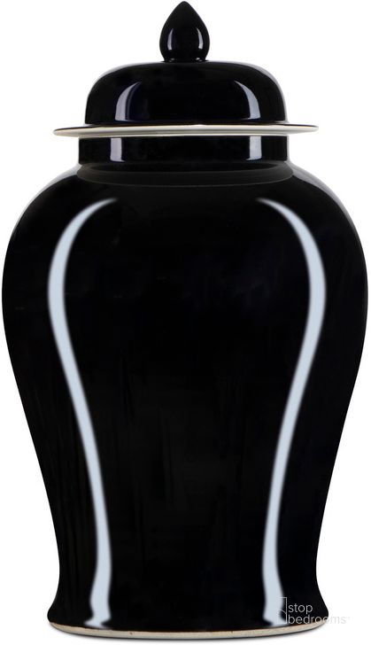 The appearance of Imperial Black Large Temple Jar designed by Currey & Company in the modern / contemporary interior design. This black piece of furniture  was selected by 1StopBedrooms from Imperial Collection to add a touch of cosiness and style into your home. Sku: 1200-0689. Material: Porcelain. Product Type: Jar. Image1