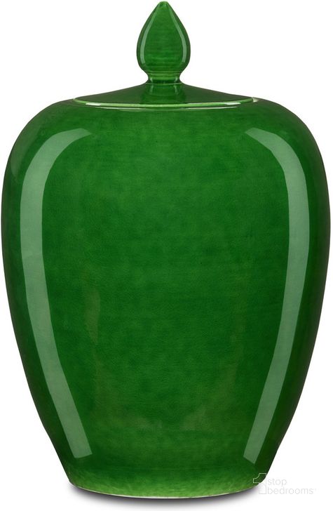 The appearance of Imperial Green Ginger Jar designed by Currey & Company in the modern / contemporary interior design. This green piece of furniture  was selected by 1StopBedrooms from Imperial Collection to add a touch of cosiness and style into your home. Sku: 1200-0576. Material: Porcelain. Product Type: Jar. Image1