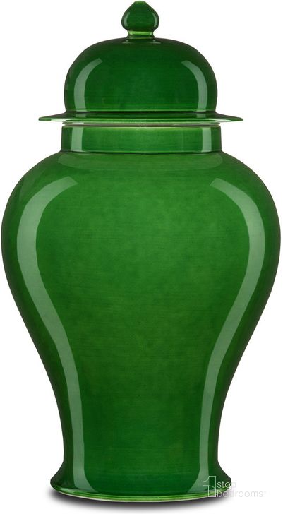 The appearance of Imperial Green Temple Jar designed by Currey & Company in the modern / contemporary interior design. This green piece of furniture  was selected by 1StopBedrooms from Imperial Collection to add a touch of cosiness and style into your home. Sku: 1200-0578. Material: Porcelain. Product Type: Jar. Image1