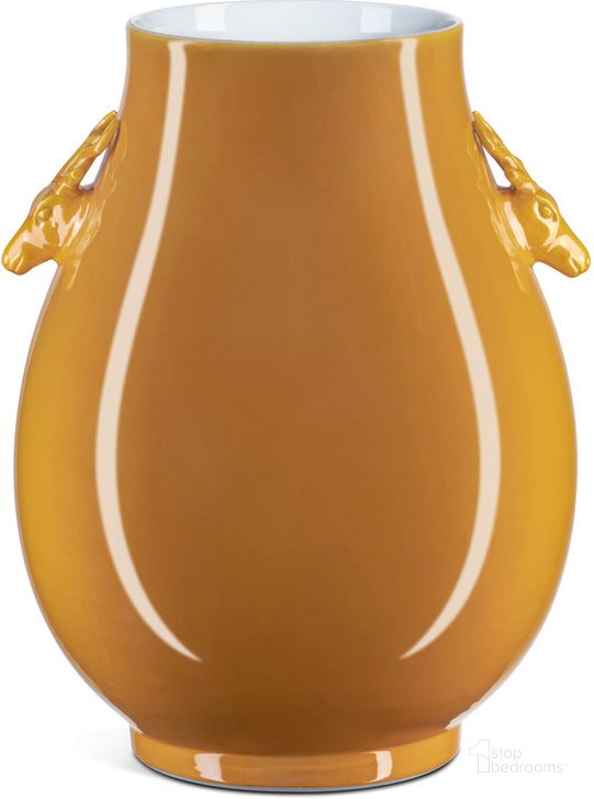 The appearance of Imperial Yellow Deer Ears Vase designed by Currey & Company in the modern / contemporary interior design. This yellow piece of furniture  was selected by 1StopBedrooms from Imperial Collection to add a touch of cosiness and style into your home. Sku: 1200-0703. Material: Porcelain. Product Type: Vase. Image1