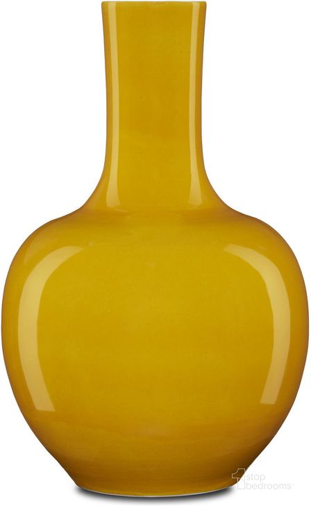 The appearance of Imperial Yellow Long Neck Vase designed by Currey & Company in the modern / contemporary interior design. This yellow piece of furniture  was selected by 1StopBedrooms from Imperial Collection to add a touch of cosiness and style into your home. Sku: 1200-0580. Material: Porcelain. Product Type: Vase. Image1
