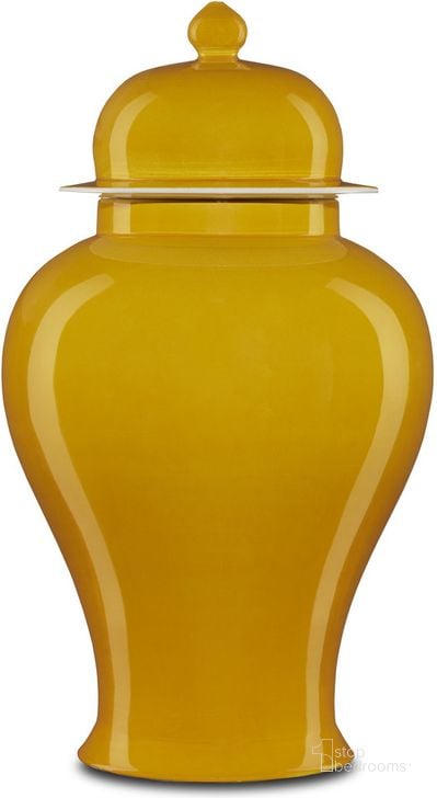 The appearance of Imperial Yellow Temple Jar designed by Currey & Company in the modern / contemporary interior design. This yellow piece of furniture  was selected by 1StopBedrooms from Imperial Collection to add a touch of cosiness and style into your home. Sku: 1200-0581. Material: Porcelain. Product Type: Jar. Image1