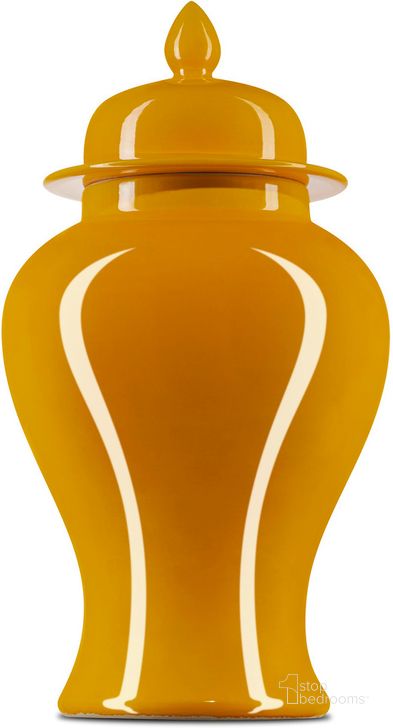 The appearance of Imperial Yellow Temple Jar designed by Currey & Company in the modern / contemporary interior design. This yellow piece of furniture  was selected by 1StopBedrooms from Imperial Collection to add a touch of cosiness and style into your home. Sku: 1200-0700. Material: Porcelain. Product Type: Jar. Image1