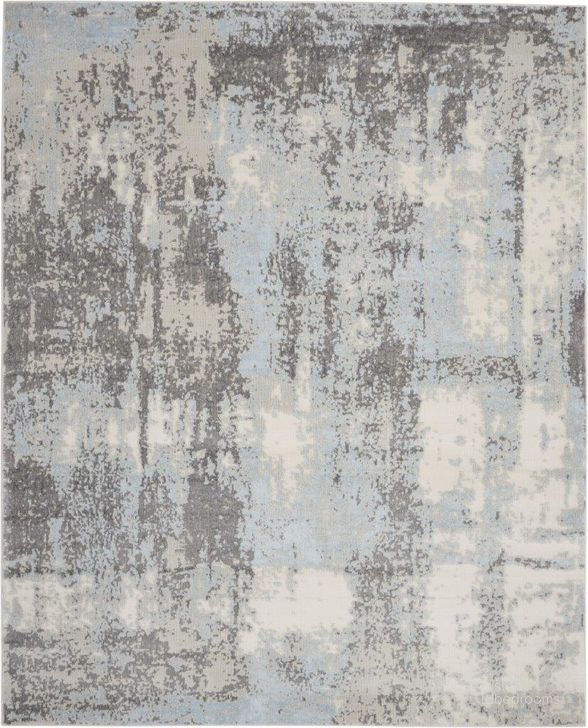 The appearance of Imprints Grey And Light Blue 8 X 10 Area Rug designed by Nourison in the modern / contemporary interior design. This grey and light blue piece of furniture  was selected by 1StopBedrooms from Imprints Collection to add a touch of cosiness and style into your home. Sku: 99446718563. Material: Polypropylene. Product Type: Area Rugs. Image1