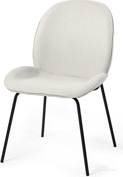 The appearance of Inala White Fabric Seat Black Metal Frame Dining Chair Set of 2 designed by Mercana in the modern / contemporary interior design. This white and black piece of furniture  was selected by 1StopBedrooms from Inala Collection to add a touch of cosiness and style into your home. Sku: 69284. Material: Metal. Product Type: Dining Chair. Image1