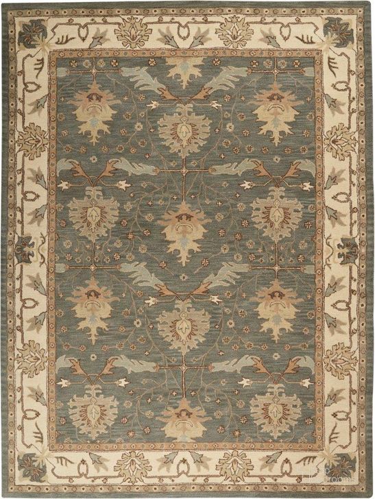 The appearance of India House Blue 9 X 12 Area Rug designed by Nourison in the traditional interior design. This beige and ivory piece of furniture  was selected by 1StopBedrooms from India House Collection to add a touch of cosiness and style into your home. Sku: 99446261717. Material: Wool. Product Type: Area Rugs. Image1