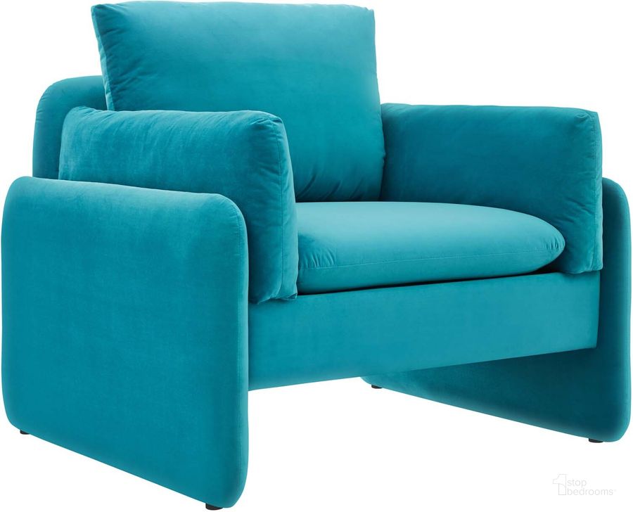 The appearance of Indicate Performance Velvet Arm Chair EEI-5152-BLU designed by Modway in the modern / contemporary interior design. This blue piece of furniture  was selected by 1StopBedrooms from Indicate Collection to add a touch of cosiness and style into your home. Sku: EEI-5152-BLU. Material: Polyester. Product Type: Arm Chair. Image1