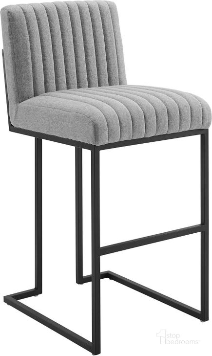 The appearance of Indulge Channel Tufted Fabric Bar Stool In Light Gray designed by Modway in the modern / contemporary interior design. This light gray piece of furniture  was selected by 1StopBedrooms from Indulge Collection to add a touch of cosiness and style into your home. Sku: EEI-4654-LGR. Material: Polyester. Product Type: Barstool. Image1
