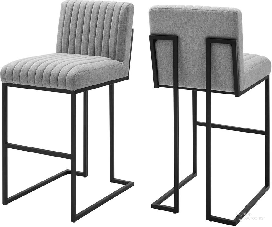 The appearance of Indulge Channel Tufted Fabric Bar Stools In Light Gray designed by Modway in the modern / contemporary interior design. This light gray piece of furniture  was selected by 1StopBedrooms from Indulge Collection to add a touch of cosiness and style into your home. Sku: EEI-5742-LGR. Material: Polyester. Product Type: Barstool. Image1
