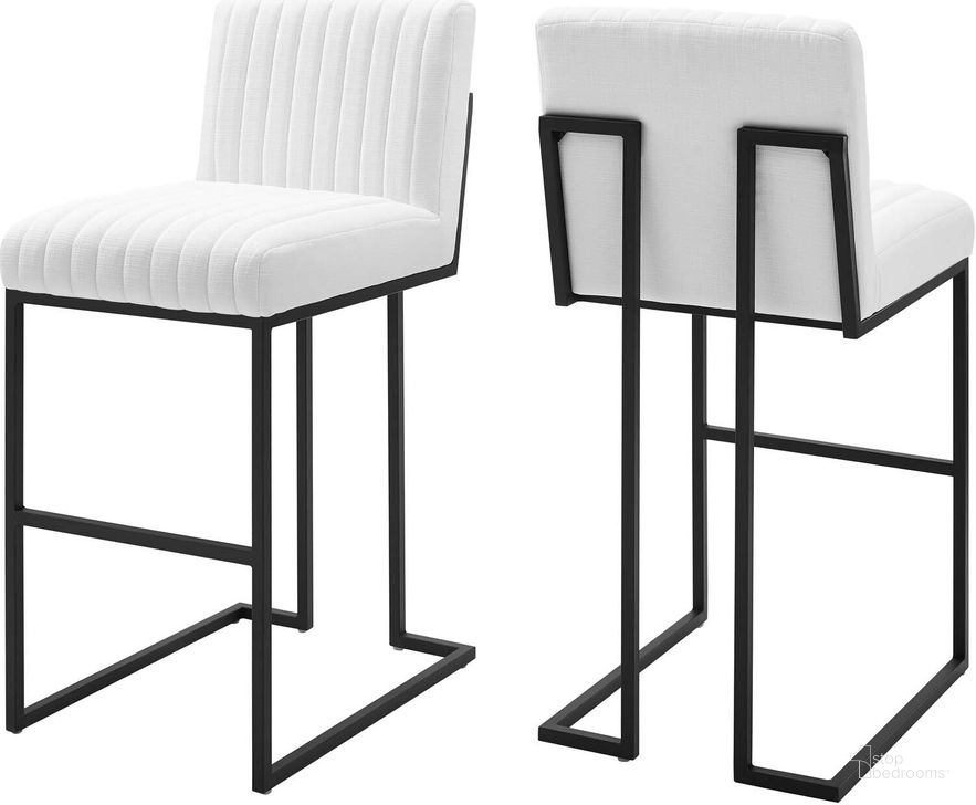 The appearance of Indulge Channel Tufted Fabric Bar Stools In White designed by Modway in the modern / contemporary interior design. This white piece of furniture  was selected by 1StopBedrooms from Indulge Collection to add a touch of cosiness and style into your home. Sku: EEI-5742-WHI. Material: Polyester. Product Type: Barstool. Image1