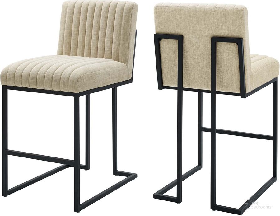 The appearance of Indulge Channel Tufted Fabric Counter Stools - Set of 2 In Beige designed by Modway in the modern / contemporary interior design. This beige piece of furniture  was selected by 1StopBedrooms from Indulge Collection to add a touch of cosiness and style into your home. Sku: EEI-5741-BEI. Material: Polyester. Product Type: Barstool. Image1