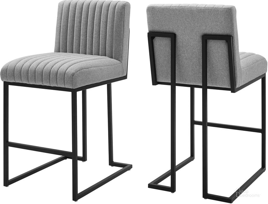 The appearance of Indulge Channel Tufted Fabric Counter Stools - Set of 2 In Light Gray designed by Modway in the modern / contemporary interior design. This light gray piece of furniture  was selected by 1StopBedrooms from Indulge Collection to add a touch of cosiness and style into your home. Sku: EEI-5741-LGR. Material: Polyester. Product Type: Barstool. Image1