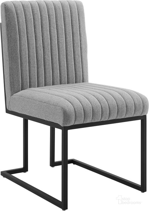 The appearance of Indulge Channel Tufted Fabric Dining Chair In Light Gray designed by Modway in the modern / contemporary interior design. This light gray piece of furniture  was selected by 1StopBedrooms from Indulge Collection to add a touch of cosiness and style into your home. Sku: EEI-4652-LGR. Material: Polyester. Product Type: Dining Chair. Image1