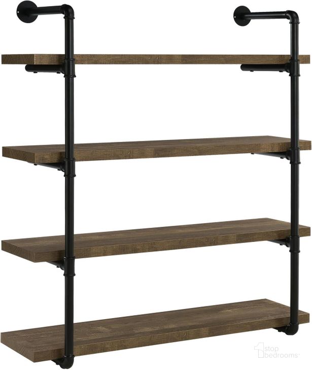 The appearance of Industrial 40 In W Wall Shelf (Rustic Oak) designed by Coaster in the modern / contemporary interior design. This black piece of furniture  was selected by 1StopBedrooms from  to add a touch of cosiness and style into your home. Sku: 804417. Material: Metal. Product Type: Bookcase. Image1