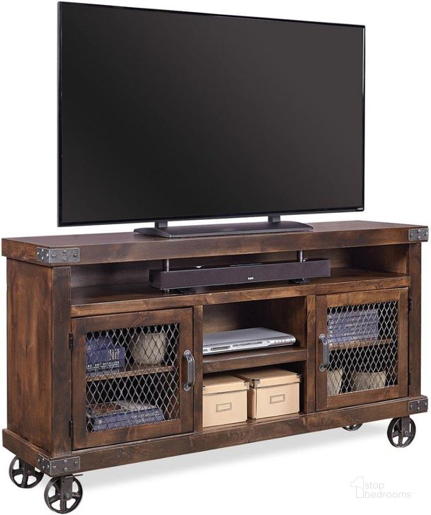 The appearance of Industrial 65 Inch Console In Dark Brown designed by Aspenhome in the industrial interior design. This dark brown piece of furniture  was selected by 1StopBedrooms from Industrial Collection to add a touch of cosiness and style into your home. Sku: DN1065-TOB. Material: Wood. Product Type: TV Console.