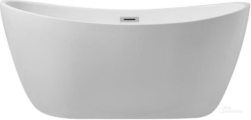 The appearance of Ines 54 Inch Soaking Double Slipper Bathtub In Glossy White designed by Elegant Lighting in the transitional interior design. This glossy white piece of furniture  was selected by 1StopBedrooms from Ines Collection to add a touch of cosiness and style into your home. Sku: BT10354GW. Product Type: Bathroom Sink. Material: Iron. Image1
