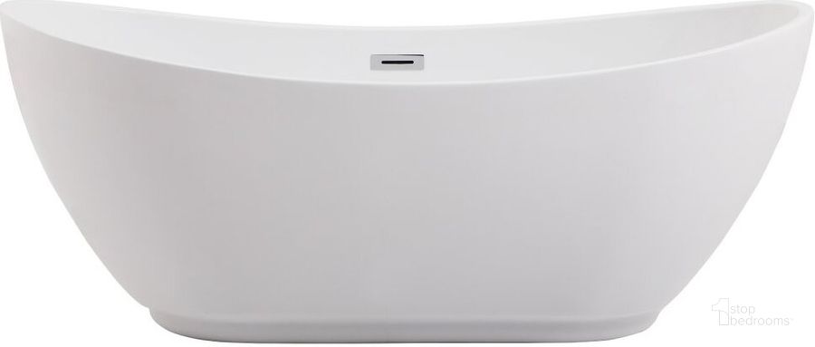 The appearance of Ines 62 Inch Soaking Bathtub In Glossy White designed by Elegant Lighting in the transitional interior design. This glossy white piece of furniture  was selected by 1StopBedrooms from Ines Collection to add a touch of cosiness and style into your home. Sku: BT10362GW. Product Type: Bathroom Sink. Material: Iron. Image1