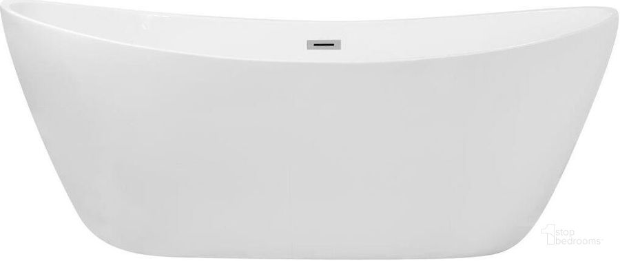 The appearance of Ines 72 Inch Soaking Double Slipper Bathtub In Glossy White designed by Elegant Lighting in the transitional interior design. This glossy white piece of furniture  was selected by 1StopBedrooms from Ines Collection to add a touch of cosiness and style into your home. Sku: BT10372GW. Product Type: Bathroom Sink. Material: Iron. Image1