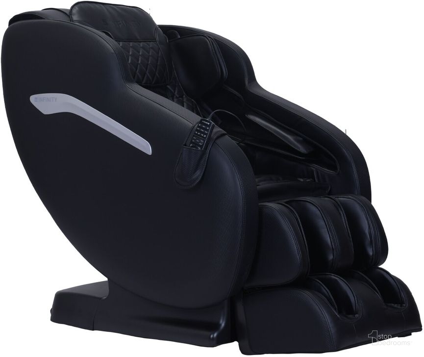 The appearance of Infinity Aura Black Zero Gravity Massage Chair designed by Infinity in the  interior design. This black piece of furniture  was selected by 1StopBedrooms from Aura Collection to add a touch of cosiness and style into your home. Sku: 18230111. Material: Upholstered. Product Type: Massage Chair. Image1