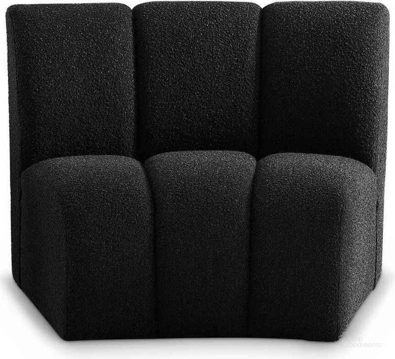 The appearance of Infinity Black Boucle Fabric Modular Chair designed by Meridian in the modern / contemporary interior design. This black piece of furniture  was selected by 1StopBedrooms from Infinity Collection to add a touch of cosiness and style into your home. Sku: 643Black-C. Material: Wood. Product Type: Chair. Image1