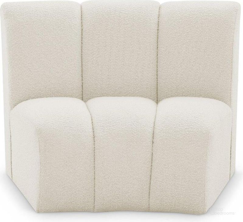 The appearance of Infinity Cream Boucle Fabric Modular Chair designed by Meridian in the modern / contemporary interior design. This cream piece of furniture  was selected by 1StopBedrooms from Infinity Collection to add a touch of cosiness and style into your home. Sku: 643Cream-C. Material: Wood. Product Type: Chair. Image1