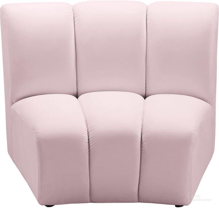 The appearance of Infinity Pink Velvet Modular Chair designed by Meridian in the modern / contemporary interior design. This pink velvet piece of furniture  was selected by 1StopBedrooms from Infinity Collection to add a touch of cosiness and style into your home. Sku: 638Pink-C. Product Type: Living Room Chair. Material: Velvet. Image1