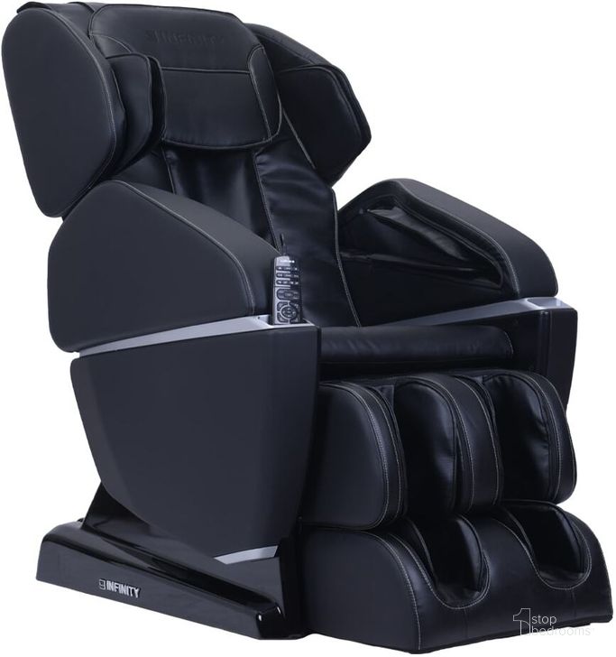 The appearance of Infinity Prelude Black Zero Gravity Massage Chair designed by Infinity in the  interior design. This black piece of furniture  was selected by 1StopBedrooms from Prelude Collection to add a touch of cosiness and style into your home. Sku: 18300111. Material: Upholstered. Product Type: Massage Chair. Image1