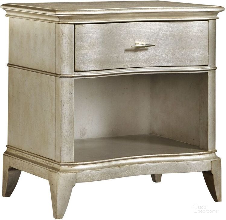 The appearance of Ingratesville Silver Nightstand 0qb2319108 designed by Luxe Linea in the modern / contemporary interior design. This silver piece of furniture  was selected by 1StopBedrooms from Ingratesville Collection to add a touch of cosiness and style into your home. Sku: 406141-2227. Material: Wood. Product Type: Nightstand. Image1