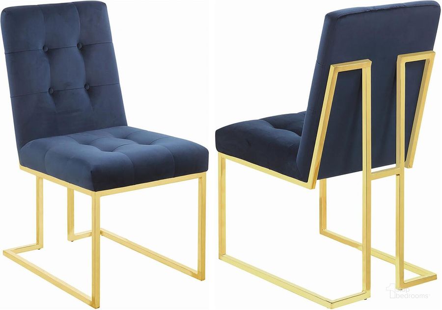 The appearance of Ink Blue Dining Chair Set Of 2 designed by Coaster in the modern / contemporary interior design. This gold piece of furniture  was selected by 1StopBedrooms from  to add a touch of cosiness and style into your home. Sku: 192493. Material: Metal. Product Type: Dining Chair. Image1