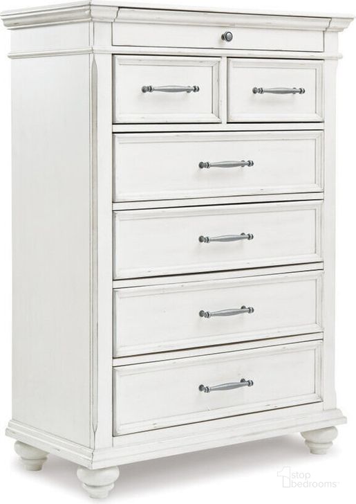 The appearance of Insinger White Wash Chest designed by Off 5th Home in the transitional interior design. This white wash piece of furniture  was selected by 1StopBedrooms from Insinger Collection to add a touch of cosiness and style into your home. Sku: B777-46. Material: Wood. Product Type: Chest. Image1