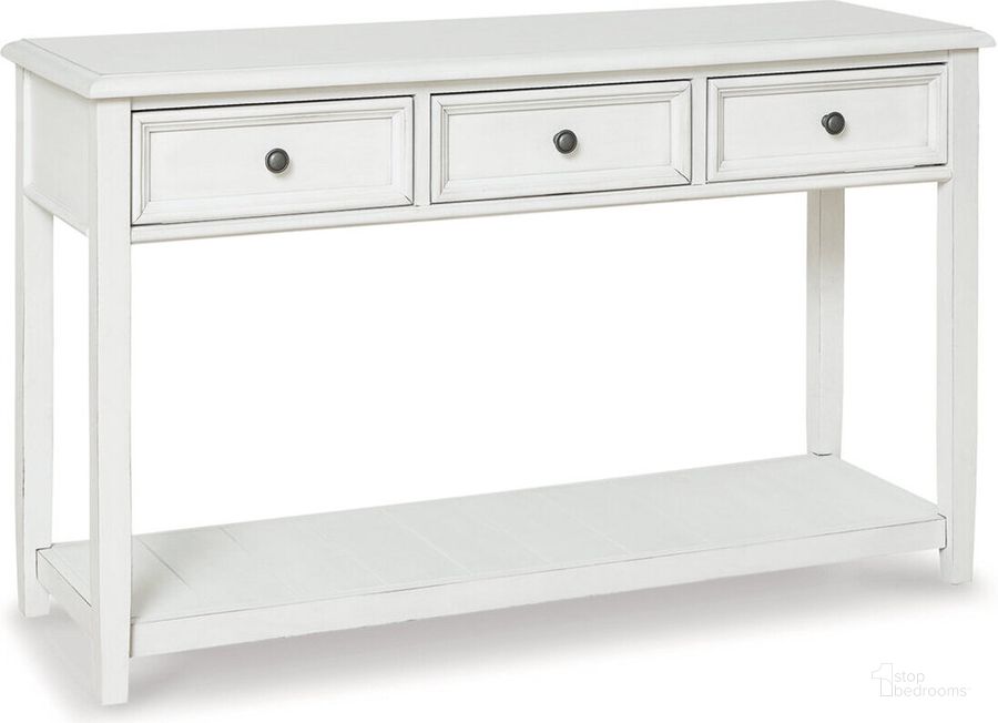 The appearance of Insinger White Wash Sofa Table designed by Off 5th Home in the modern / contemporary interior design. This white wash piece of furniture  was selected by 1StopBedrooms from Insinger Collection to add a touch of cosiness and style into your home. Sku: T937-4. Material: Wood. Product Type: Sofa Table. Image1