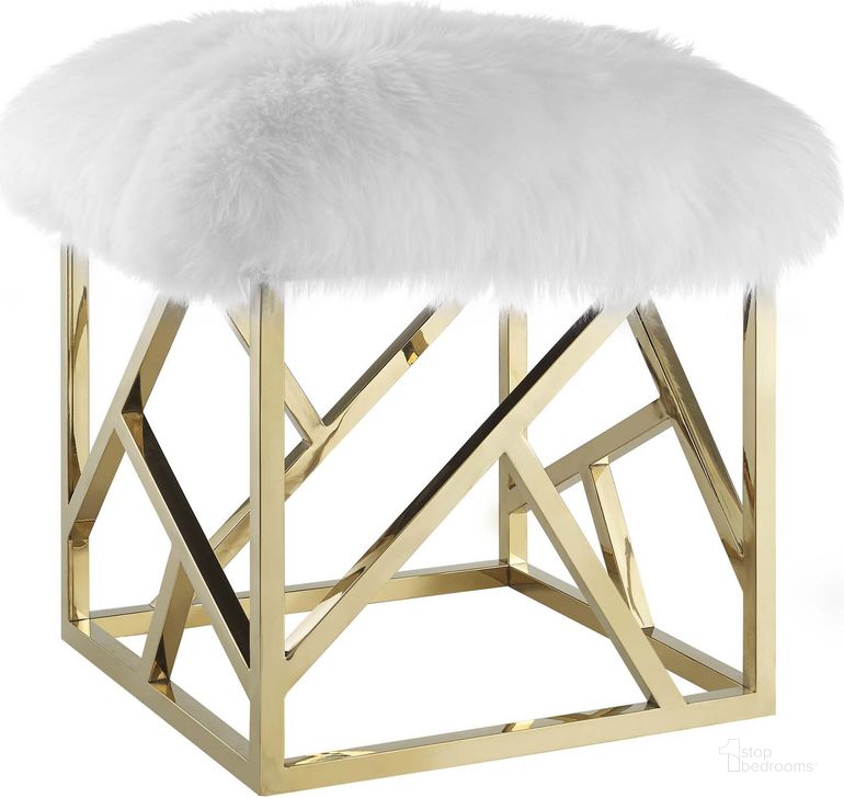 The appearance of Intersperse Gold and White Sheepskin Ottoman designed by Modway in the modern / contemporary interior design. This gold and white piece of furniture  was selected by 1StopBedrooms from Intersperse Collection to add a touch of cosiness and style into your home. Sku: EEI-2844-GLD-WHI. Material: Wood. Product Type: Ottoman. Image1