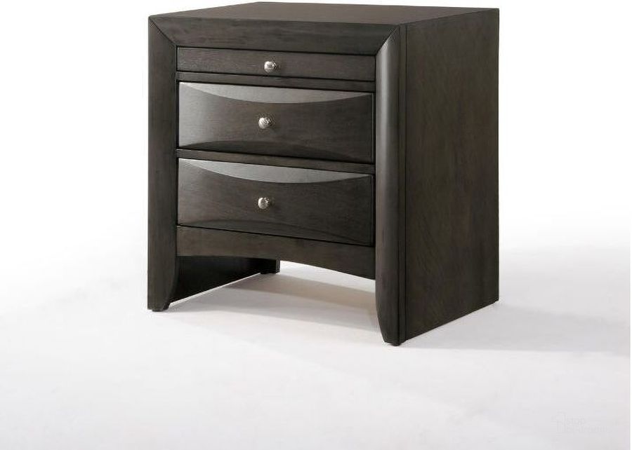 The appearance of Ireland Gray Oak Nightstand designed by ACME in the transitional interior design. This gray piece of furniture  was selected by 1StopBedrooms from Ireland Collection to add a touch of cosiness and style into your home. Sku: 22704. Material: Wood. Product Type: Nightstand. Image1