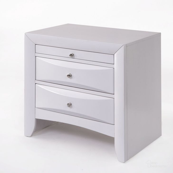 The appearance of Ireland I White Nightstand designed by ACME in the transitional interior design. This white piece of furniture  was selected by 1StopBedrooms from Ireland I Collection to add a touch of cosiness and style into your home. Sku: 21704. Material: Wood. Product Type: Nightstand. Image1