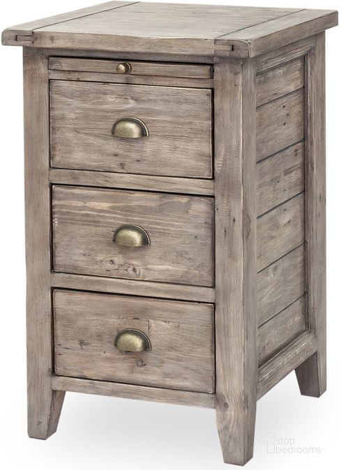 The appearance of Irish Coast 3 Drawer Nightstand In Sundried designed by LH Imports in the traditional interior design. This light brown piece of furniture  was selected by 1StopBedrooms from Irish Coast Collection to add a touch of cosiness and style into your home. Sku: ICB011-SD. Product Type: Nightstand. Material: Pine. Image1