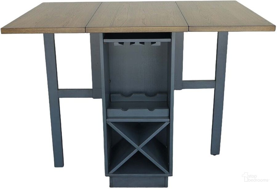 The appearance of Irish Pub Gate-Leg Counter Table In Denim designed by Progressive Furniture in the transitional interior design. This denim piece of furniture  was selected by 1StopBedrooms from Irish Pub Collection to add a touch of cosiness and style into your home. Sku: D826-12D. Product Type: Counter Height Table. Material: Rubberwood. Size: 47". Image1