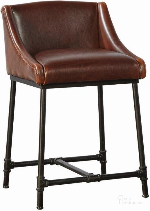 The appearance of Iron Pipe Counter Stool designed by Furniture Classics in the traditional interior design. This iron piece of furniture  was selected by 1StopBedrooms from  to add a touch of cosiness and style into your home. Sku: 20-337C. Material: Leather. Product Type: Barstool. Image1