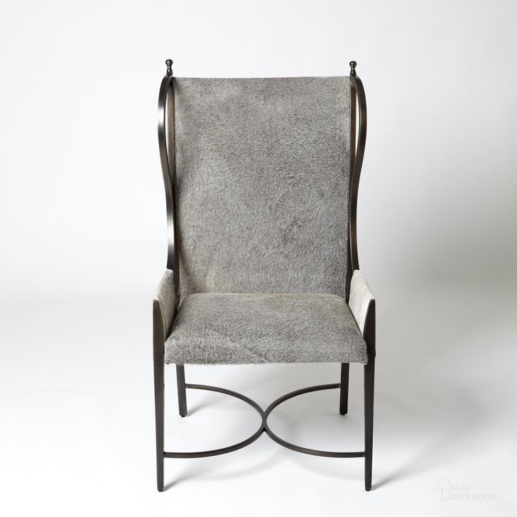 The appearance of Iron Wing Chair With Grey Hair On Hide designed by Global Views in the modern / contemporary interior design. This gray piece of furniture  was selected by 1StopBedrooms from Iron Collection to add a touch of cosiness and style into your home. Sku: 7.91181. Product Type: Chair. Material: Iron. Image1