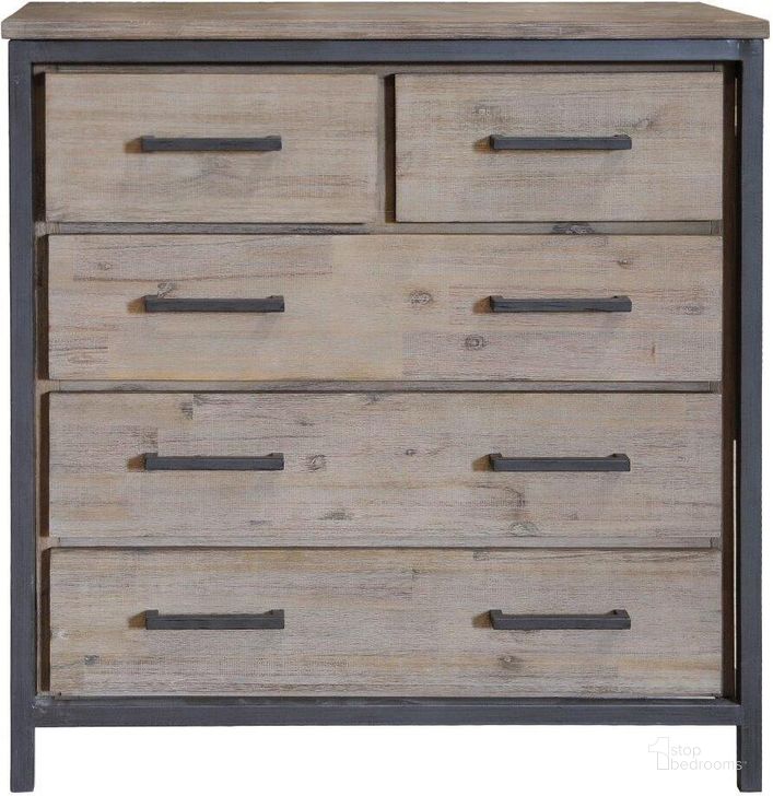 The appearance of Irondale Brown and Grey 5 Drawer Chest designed by LH Imports in the industrial interior design. This brown and grey piece of furniture  was selected by 1StopBedrooms from Irondale Collection to add a touch of cosiness and style into your home. Sku: IDB05. Product Type: Chest. Material: Iron. Image1