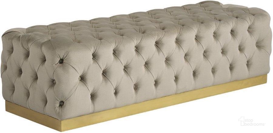 The appearance of Irongate Babette Piccolo Prosecco Bench designed by Sunpan in the transitional interior design. This cream piece of furniture  was selected by 1StopBedrooms from Irongate Collection to add a touch of cosiness and style into your home. Sku: 105111. Material: Fabric. Product Type: Bench. Image1