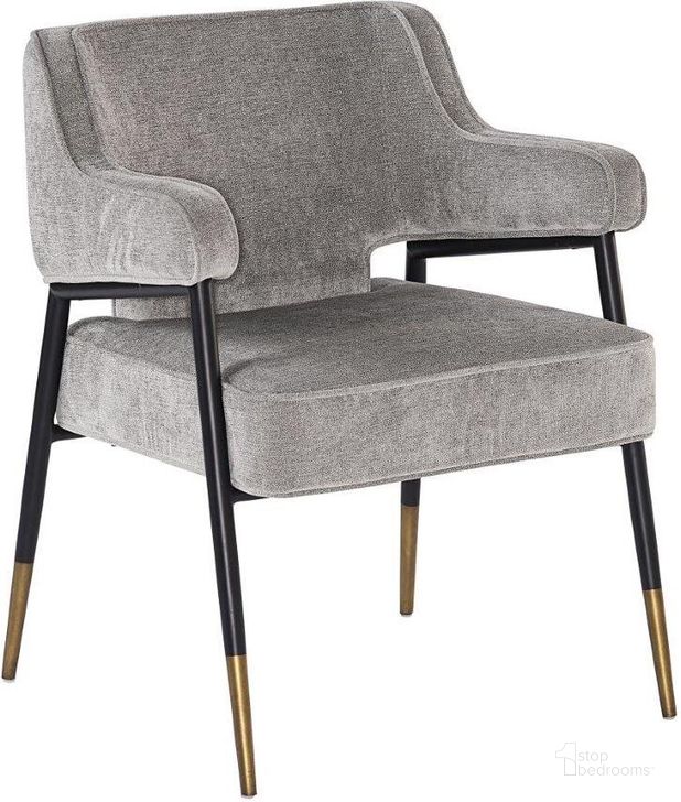 The appearance of Irongate Derome Polo Club Stone Armchair designed by Sunpan in the transitional interior design. This gray piece of furniture  was selected by 1StopBedrooms from Irongate Collection to add a touch of cosiness and style into your home. Sku: 104845. Material: Fabric. Product Type: Accent Chair. Image1