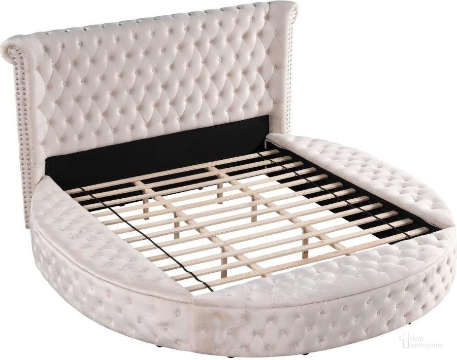 Luxus cream velvet queen bed sale