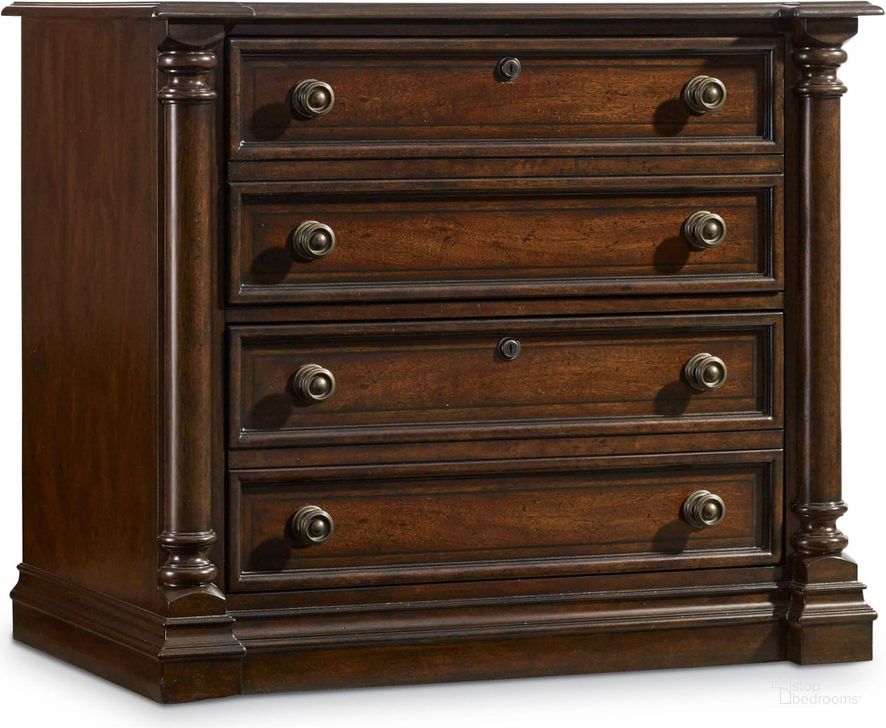 The appearance of Leesburg Brown Lateral File designed by Hooker in the traditional interior design. This brown piece of furniture  was selected by 1StopBedrooms from Leesburg Collection to add a touch of cosiness and style into your home. Sku: 5381-10466. Material: Wood. Product Type: Lateral Filing Cabinet. Image1