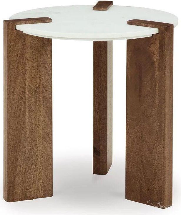 The appearance of Isanti End Table In White and Brown designed by Signature Design by Ashley in the modern / contemporary interior design. This white/brown piece of furniture  was selected by 1StopBedrooms from Isanti Collection to add a touch of cosiness and style into your home. Sku: T652-6. Material: Wood. Product Type: End Table. Image1