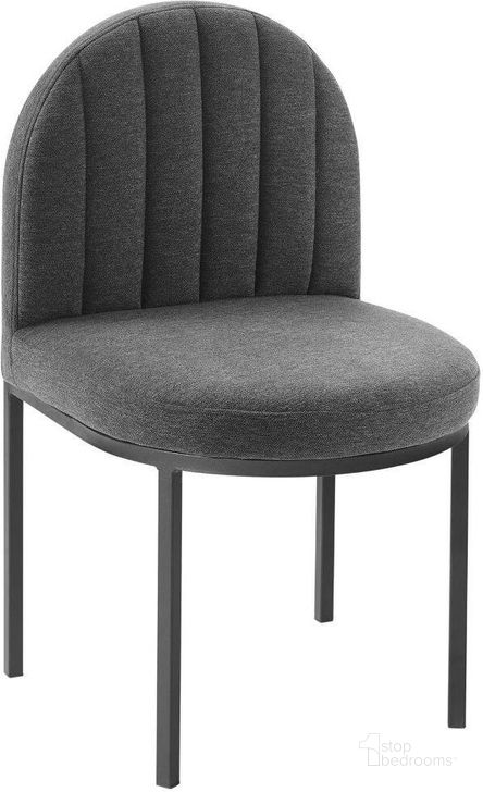 The appearance of Isla Channel Tufted Upholstered Fabric Dining Side Chair EEI-3803-BLK-CHA designed by Modway in the modern / contemporary interior design. This black charcoal piece of furniture  was selected by 1StopBedrooms from Isla Collection to add a touch of cosiness and style into your home. Sku: EEI-3803-BLK-CHA. Material: Wood. Product Type: Side Chair. Image1