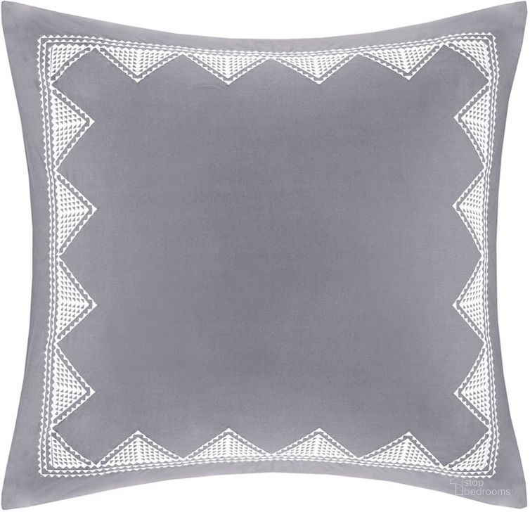 The appearance of Isla Cotton Embroidered Euro Sham In Gray designed by Olliix in the transitional interior design. This gray piece of furniture  was selected by 1StopBedrooms from Isla Collection to add a touch of cosiness and style into your home. Sku: II11-1187. Material: Cotton. Product Type: Pillow. Image1